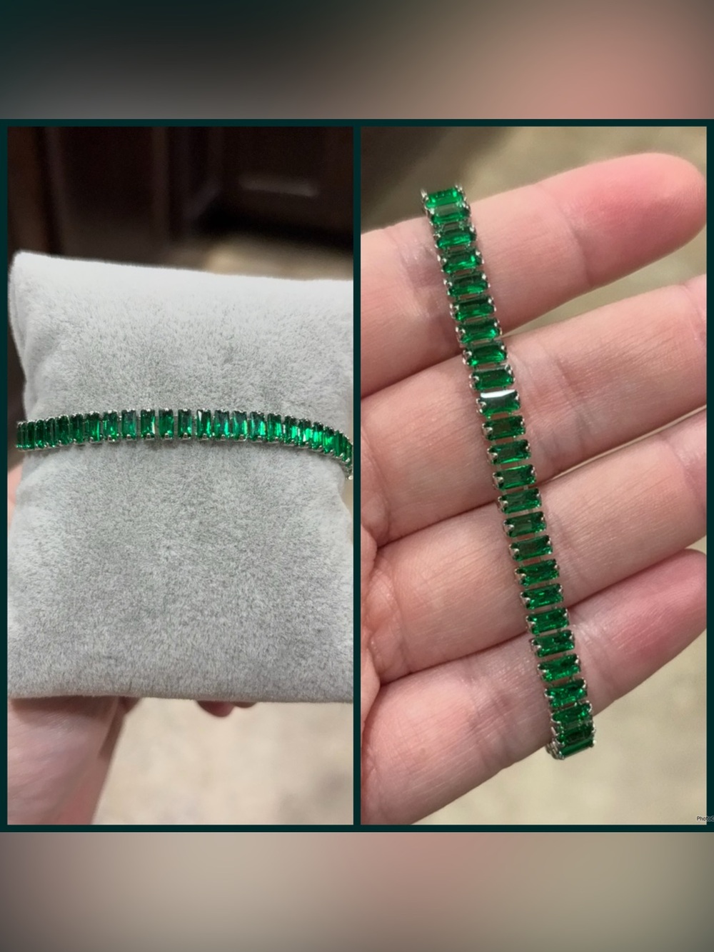 Emerald Green Baguette Tennis Bracelet - Women Jewelry